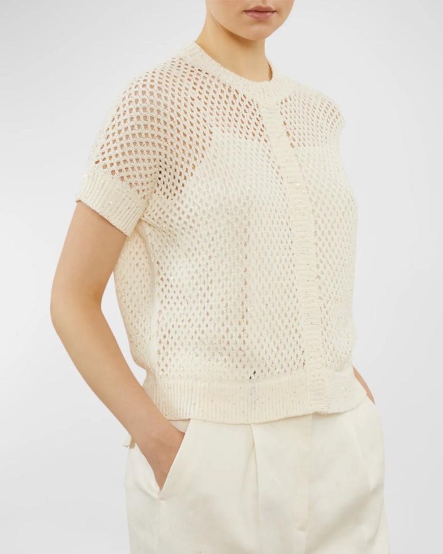 Peserico Tops | Tricot Cardigan Top In Stucco