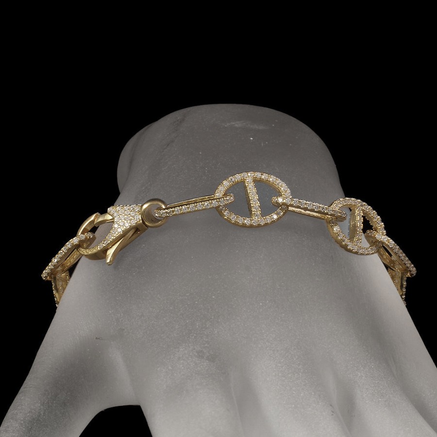 Beje Designs Accessories | Pave Open Link Bracelet - Gold