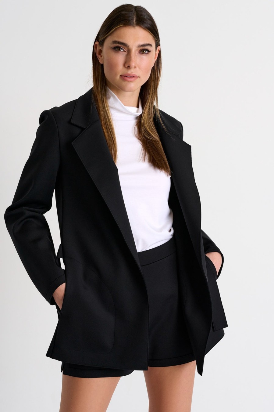 Shan Jackets | Sophia Tie Scuba Jacket In Black