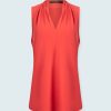 Iris Setlakwe Tops | Matte Jersey Sleeveless Pleated V-Neck Top In Red