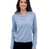 Kinross Cashmere Tops | Split Neck Polo In Coastal