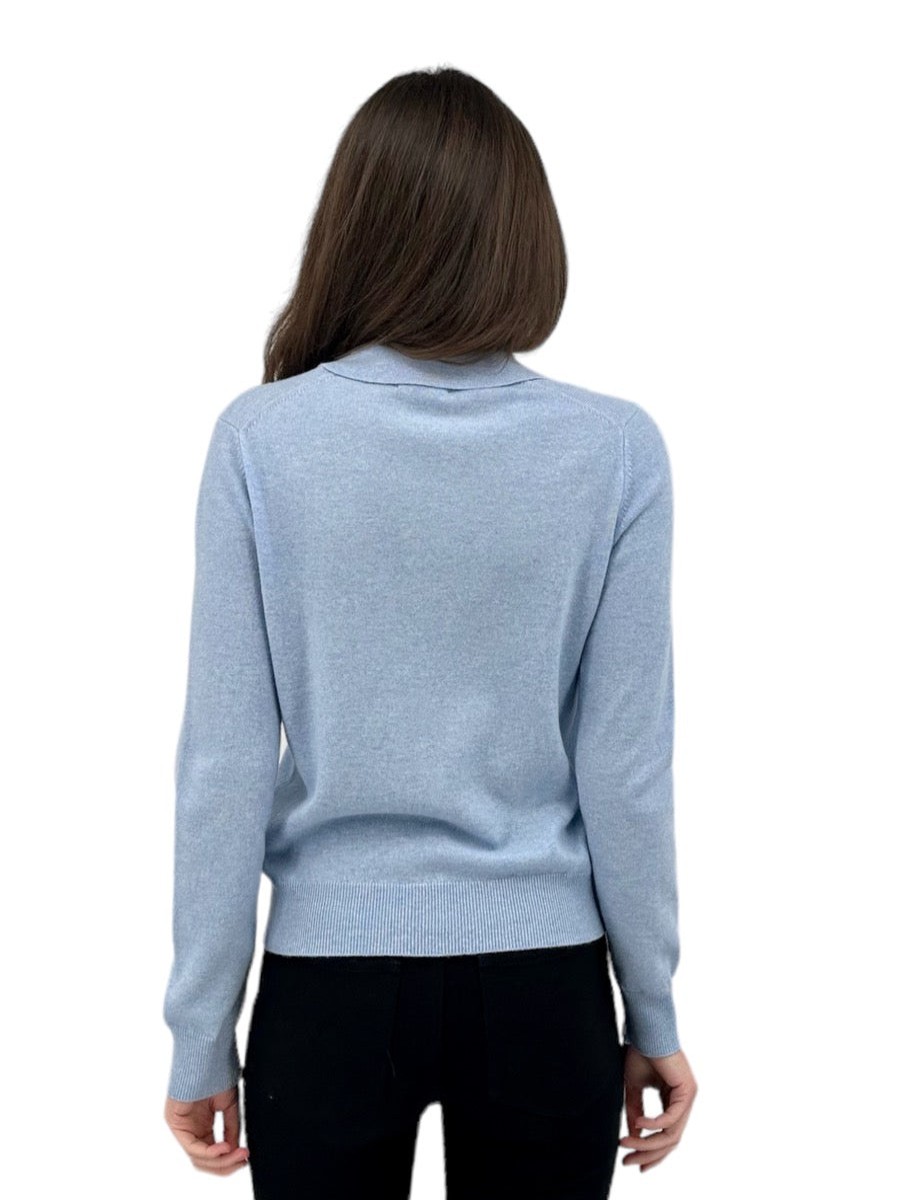 Kinross Cashmere Tops | Split Neck Polo In Coastal