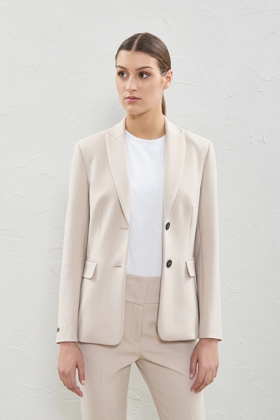 Peserico Jackets | Compact Canvas Blazer In Marble Dust