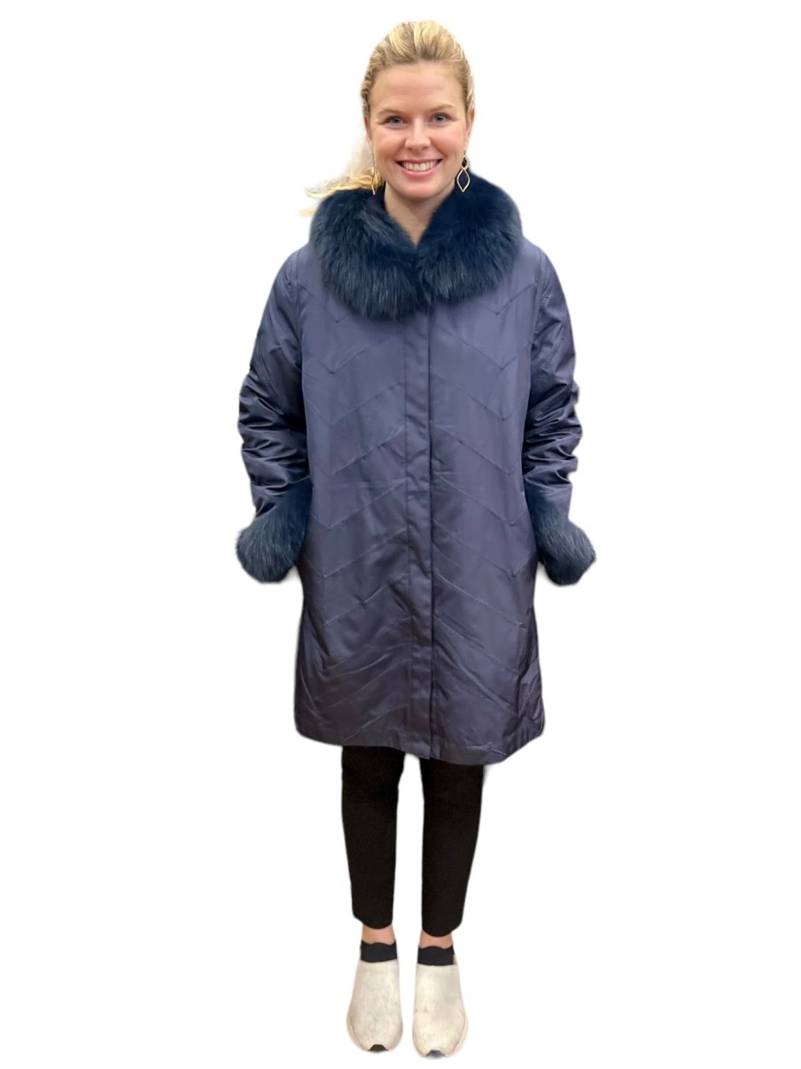 Diomi Jackets | Audrey Reversible Travel Coat In Navy