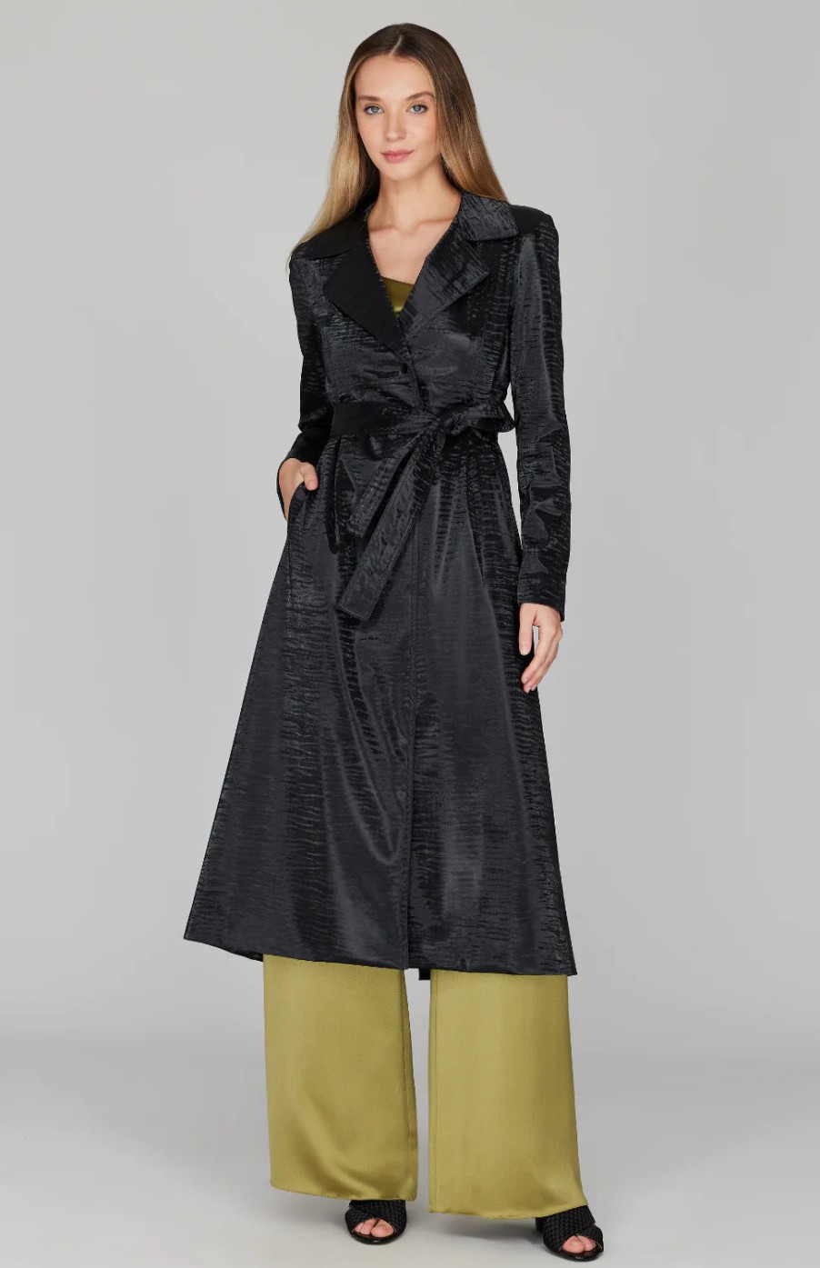 Mi Jong Lee Jackets | Reflective Marble Raincoat Trench In Black