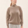 Peserico Tops | Wool, Silk And Cashmere Sweater With High Collar - Cnidus Stone