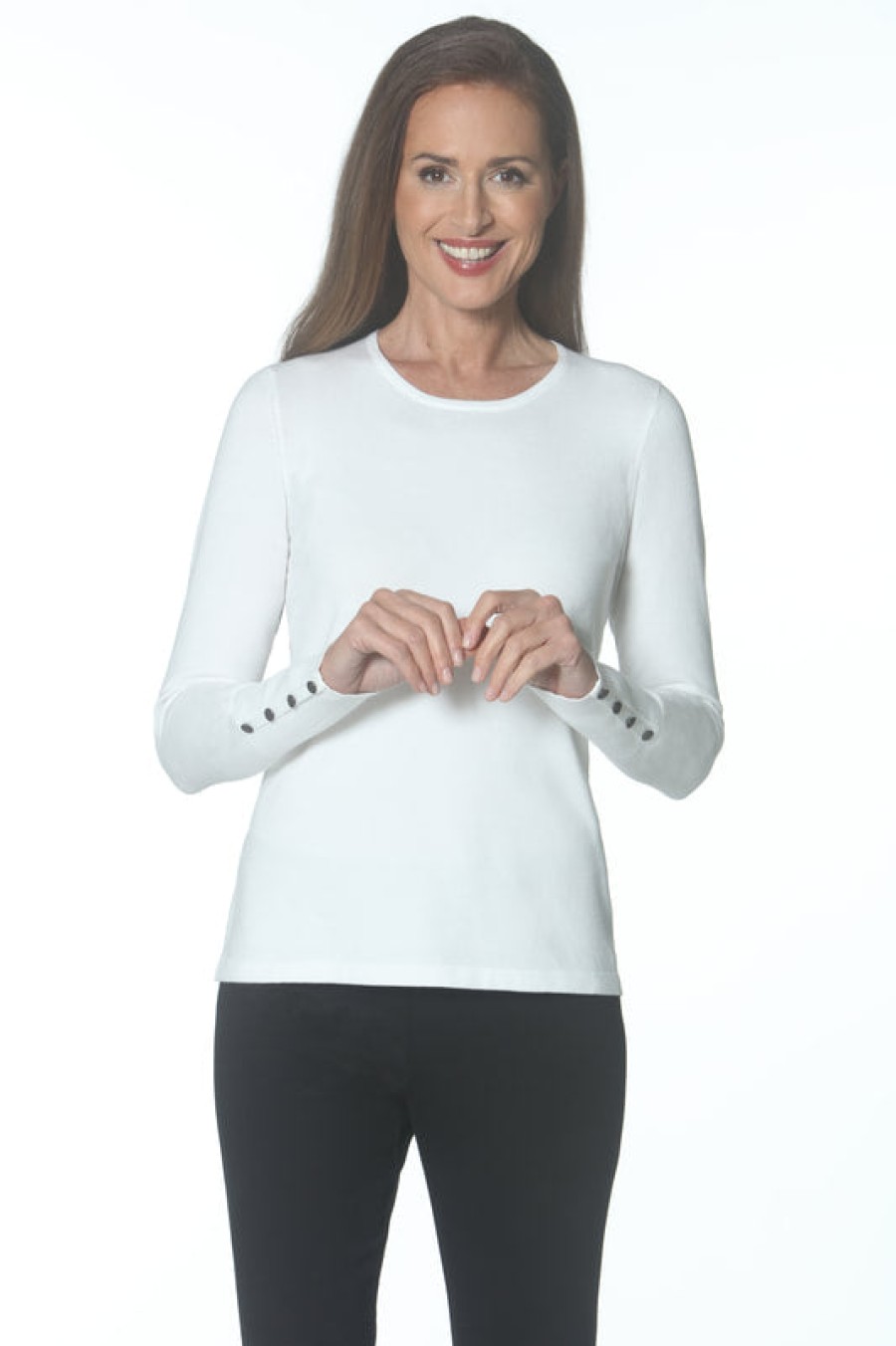 J'envie Tops | Long Sleeve Crewneck In Ivory