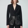 Iris Setlakwe Jackets | Jacket With Leather Basque - Black