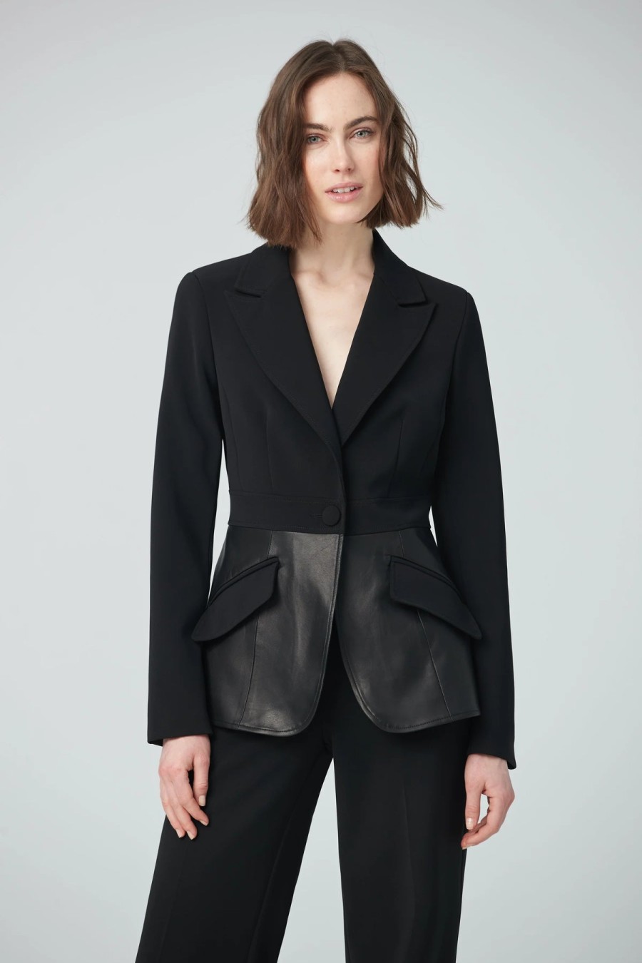 Iris Setlakwe Jackets | Jacket With Leather Basque - Black