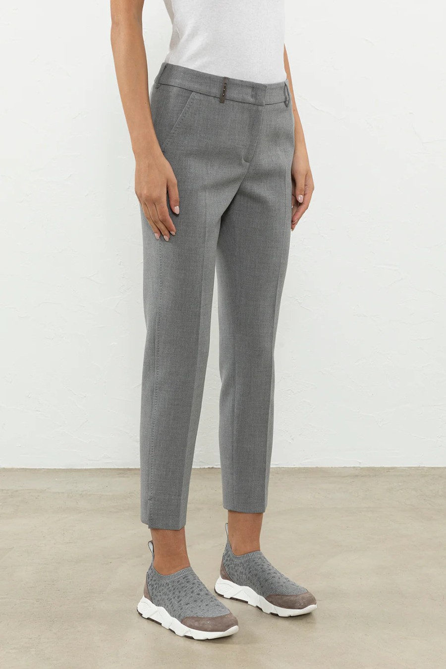 Peserico Pants | Cigarette Pants In Palladium Grey