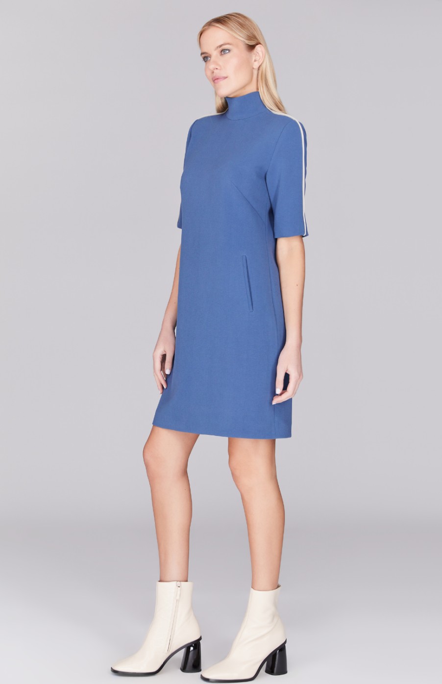 Mi Jong Lee Dresses | Double Face Shift Dress In Classic Blue/Stone