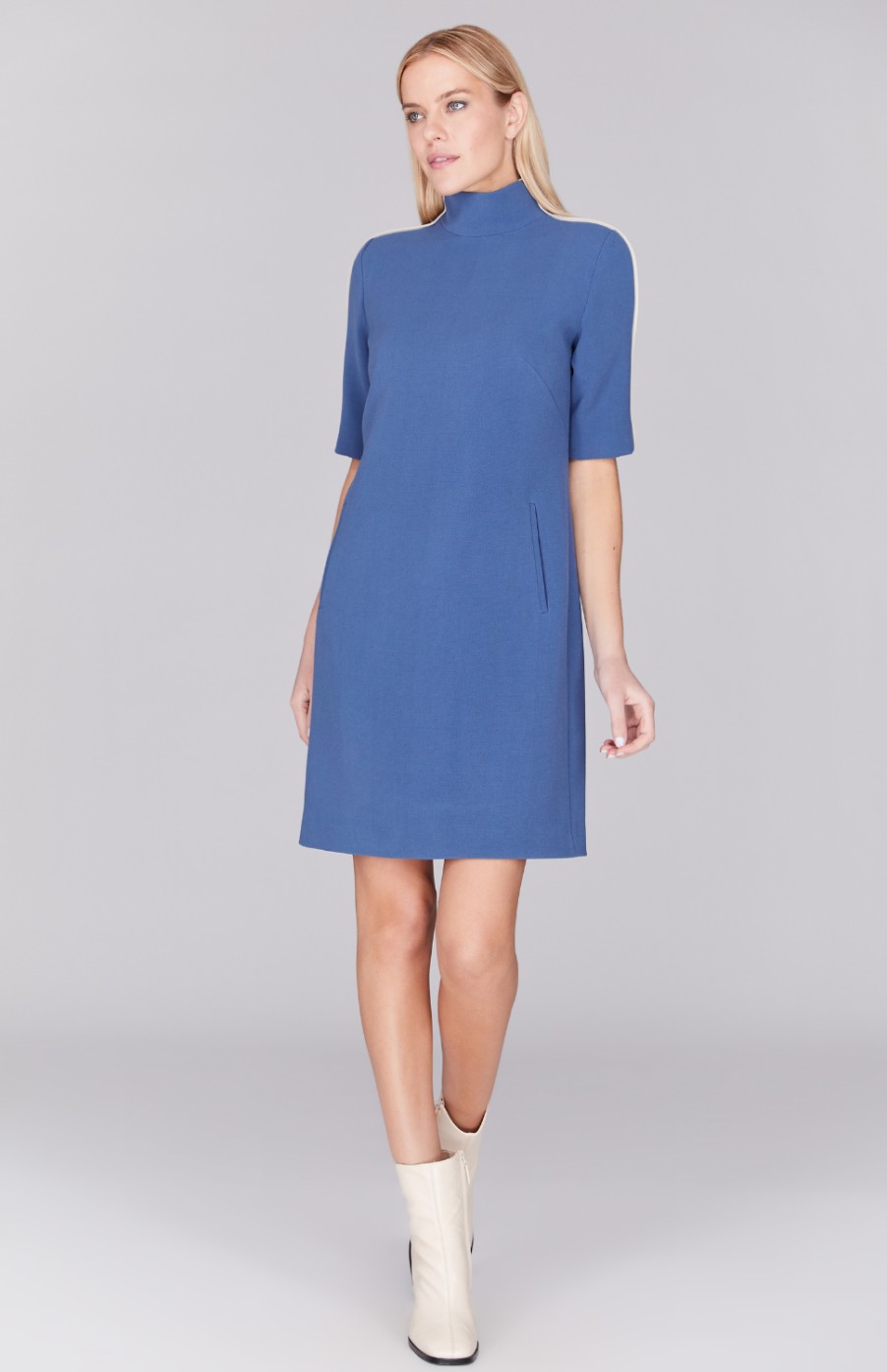 Mi Jong Lee Dresses | Double Face Shift Dress In Classic Blue/Stone