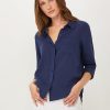 Ecru Tops | Hepburn Classic Shirt In Navy