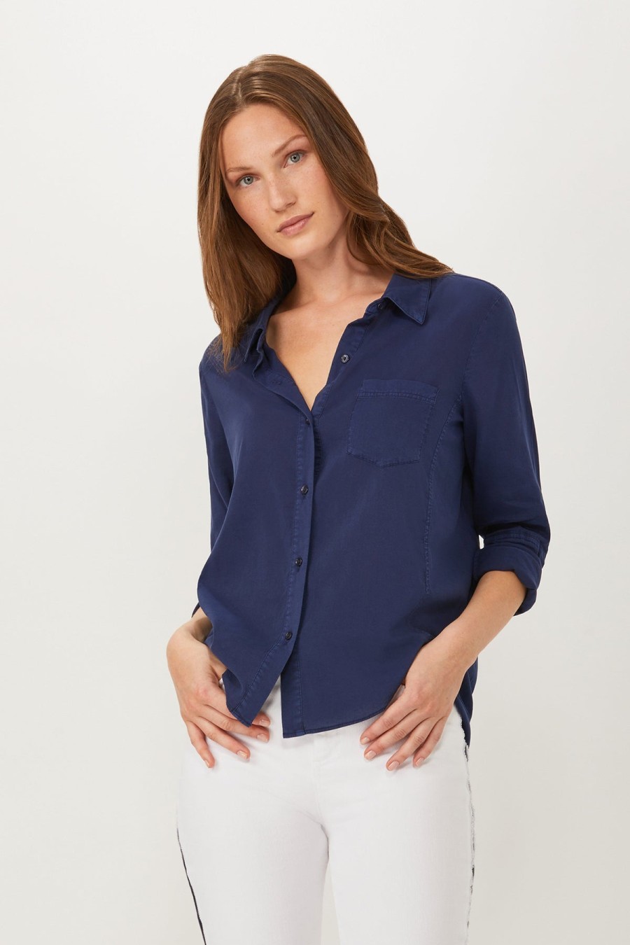 Ecru Tops | Hepburn Classic Shirt In Navy