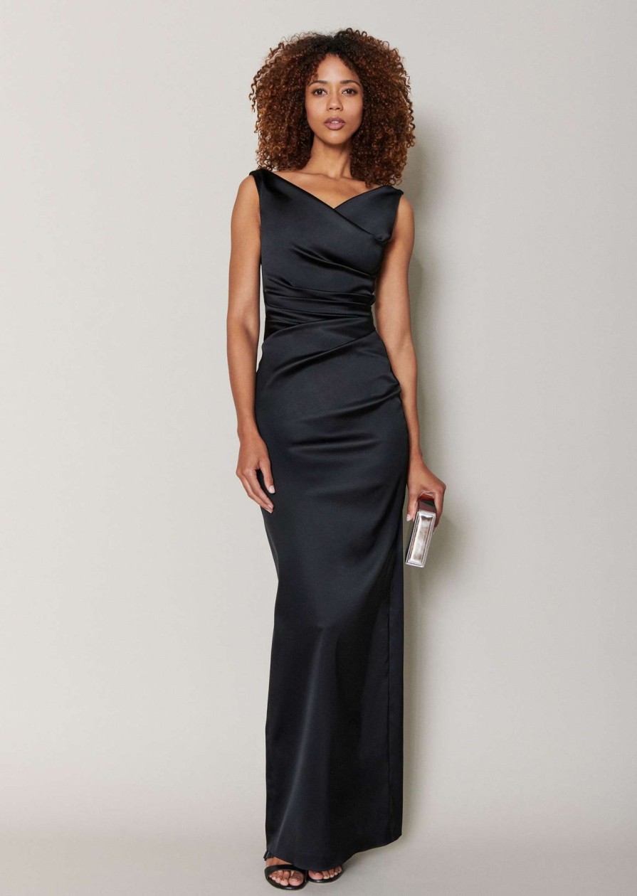 Talbot Runhof Dresses | Stretch Satin Duchesse Evening Dress In Black