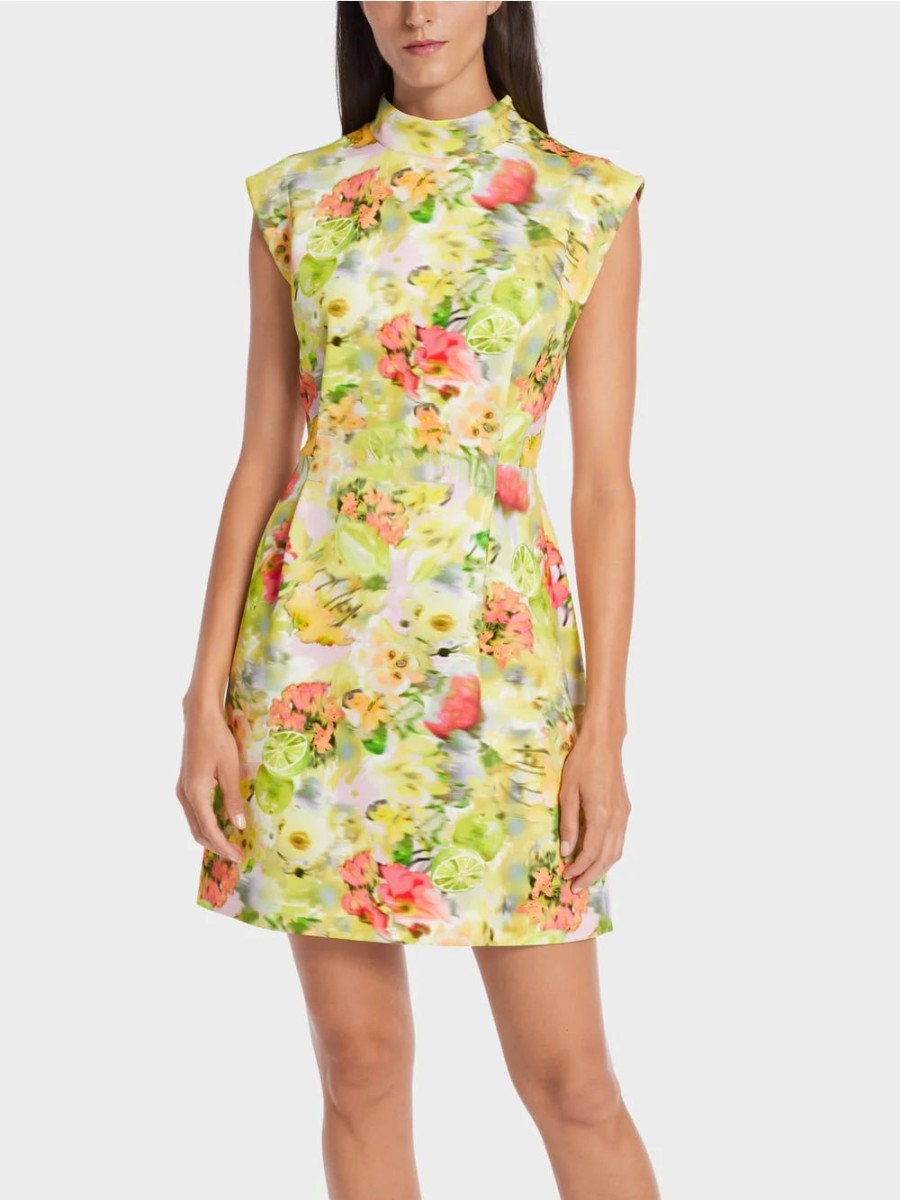 Marc Cain Dresses | Blurry Lemons Print Dress In Pale Lemon