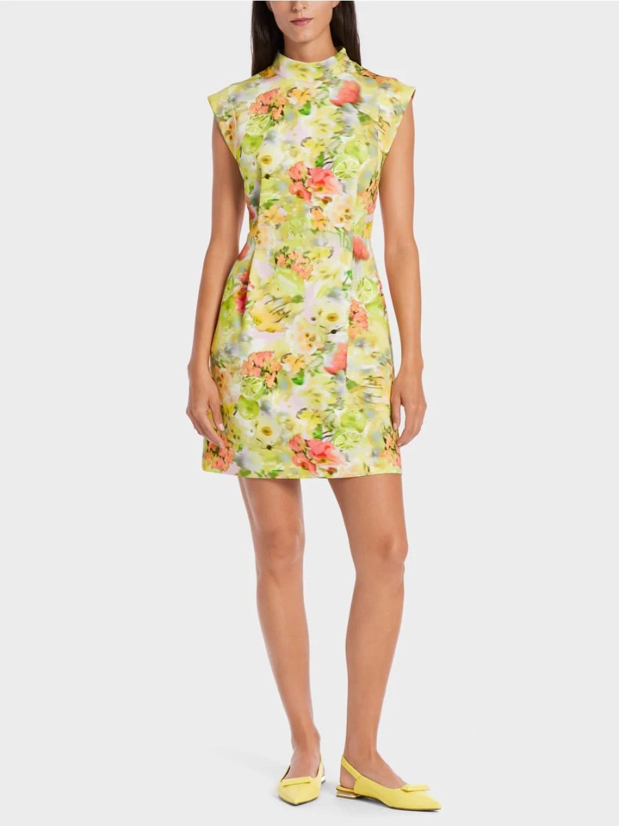 Marc Cain Dresses | Blurry Lemons Print Dress In Pale Lemon