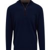 Mens Kinross Tops | Men'S Suede Trim Quarter Zip Mock In Navy