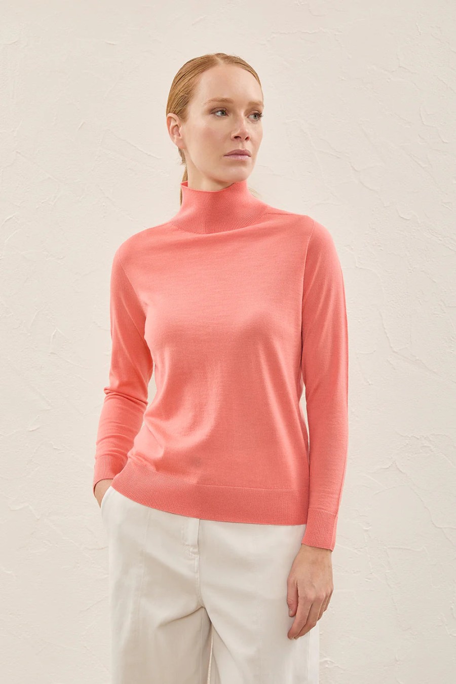 Peserico Tops | Pure Fine Wool Sweater - Coral