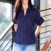 Finley Tops | Textured Jacquard Crosby Top In Navy