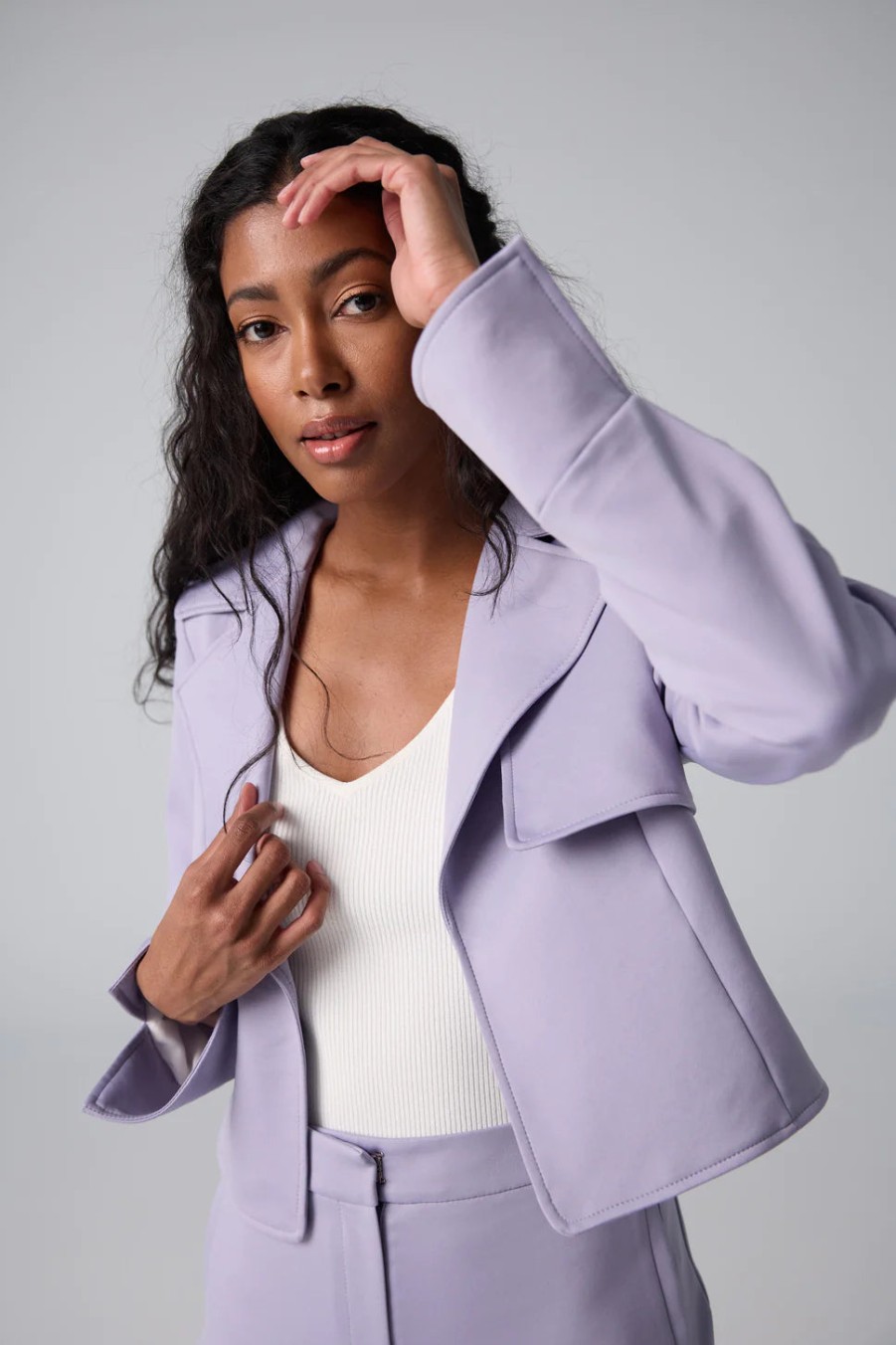 Iris Setlakwe Jackets | Crop Jacket With Storm Flap - Lilac