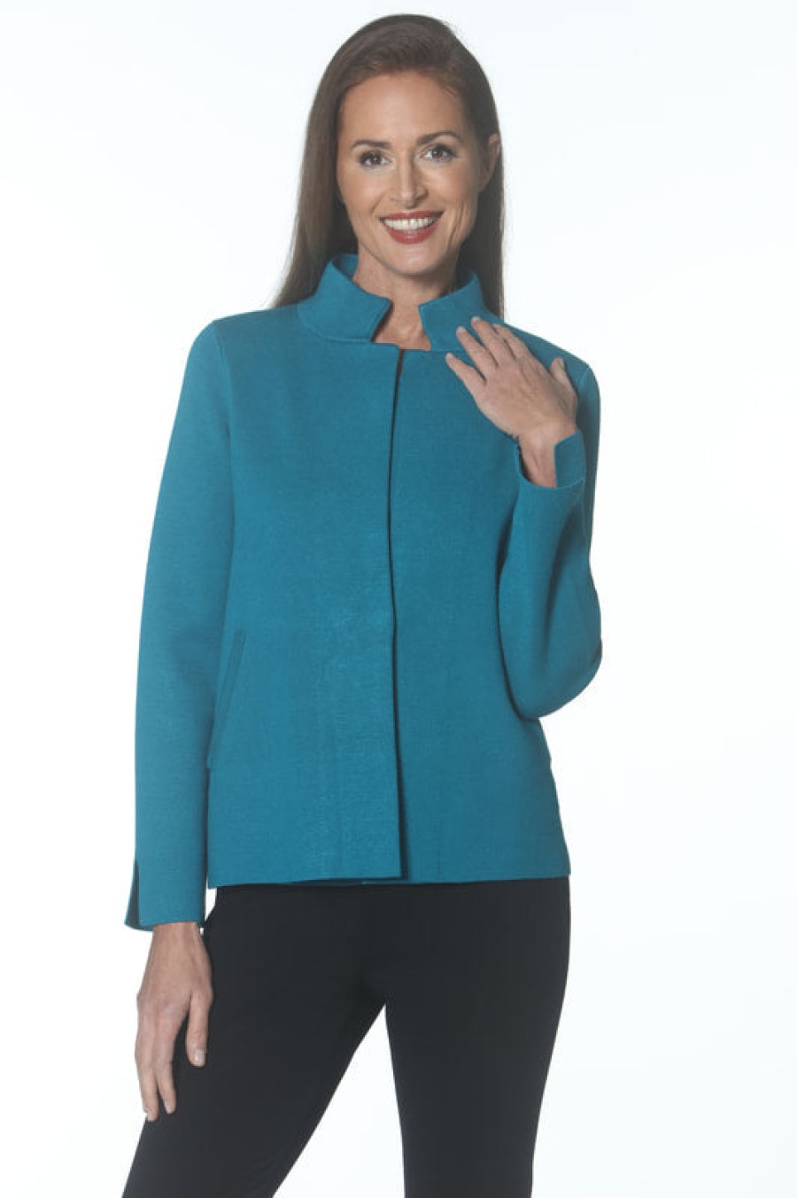 J'envie Jackets | Knit Swing Jacket - Teal