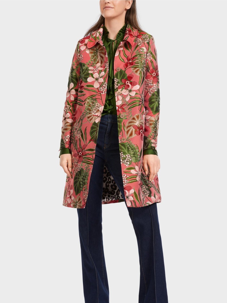 Marc Cain Jackets | Coat With Floral Design - Red