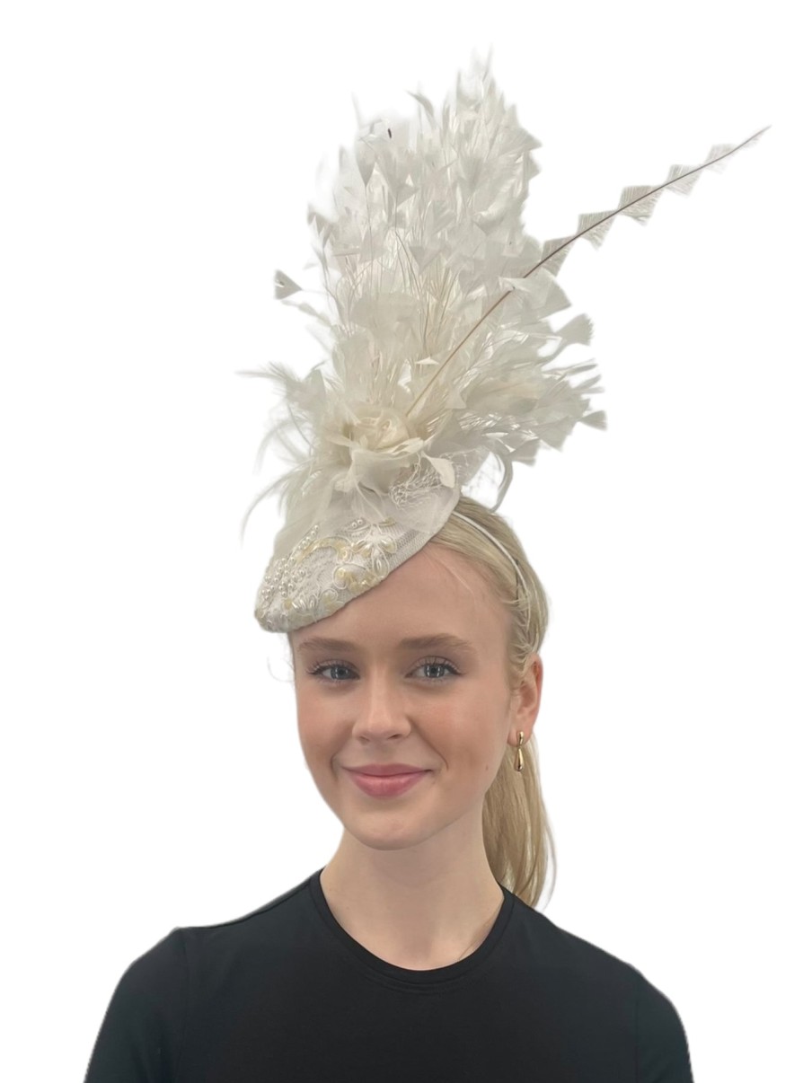 Hats by Katie Accessories | White Disc Fascinator