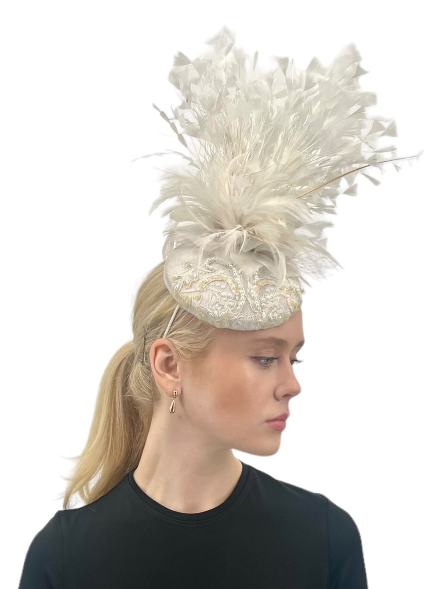 Hats by Katie Accessories | White Disc Fascinator