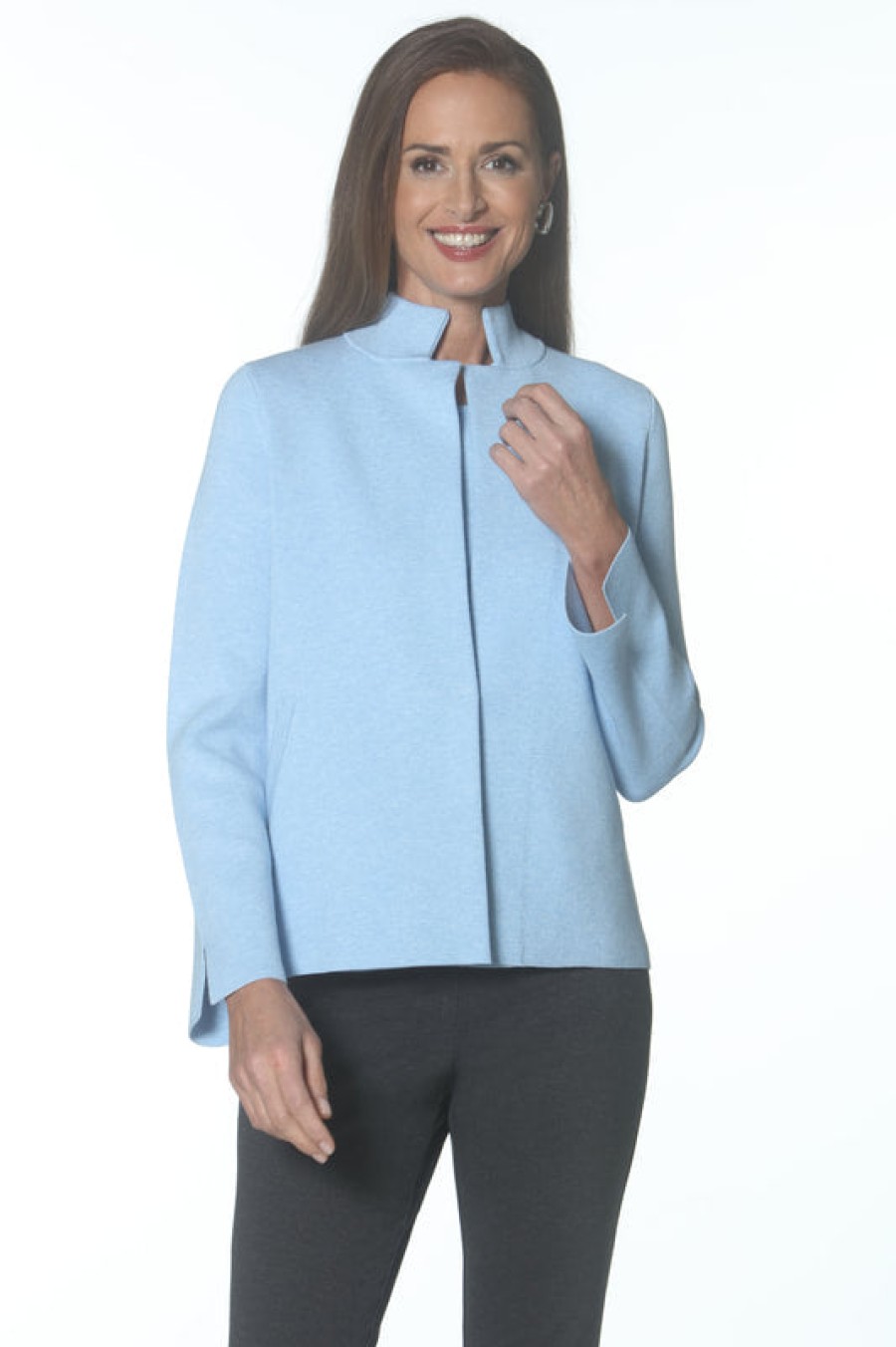 J'envie Jackets | Knit Swing Jacket - Sky